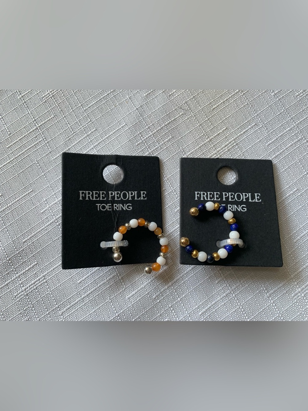 Free People White, Brown & Blue Beaded Toe Ring Set - Picture 7 of 7